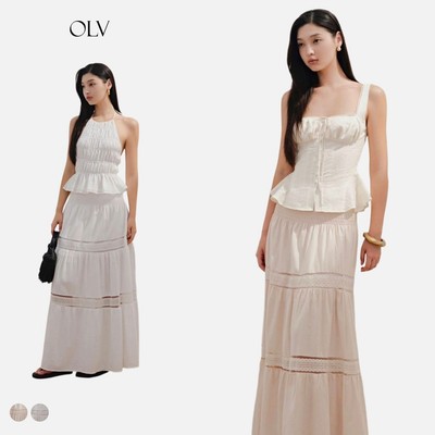 Chân váy OLV maxi linen Austin mềm mại bồng bềnh nhiều màu phù hợp đi biển du lịch