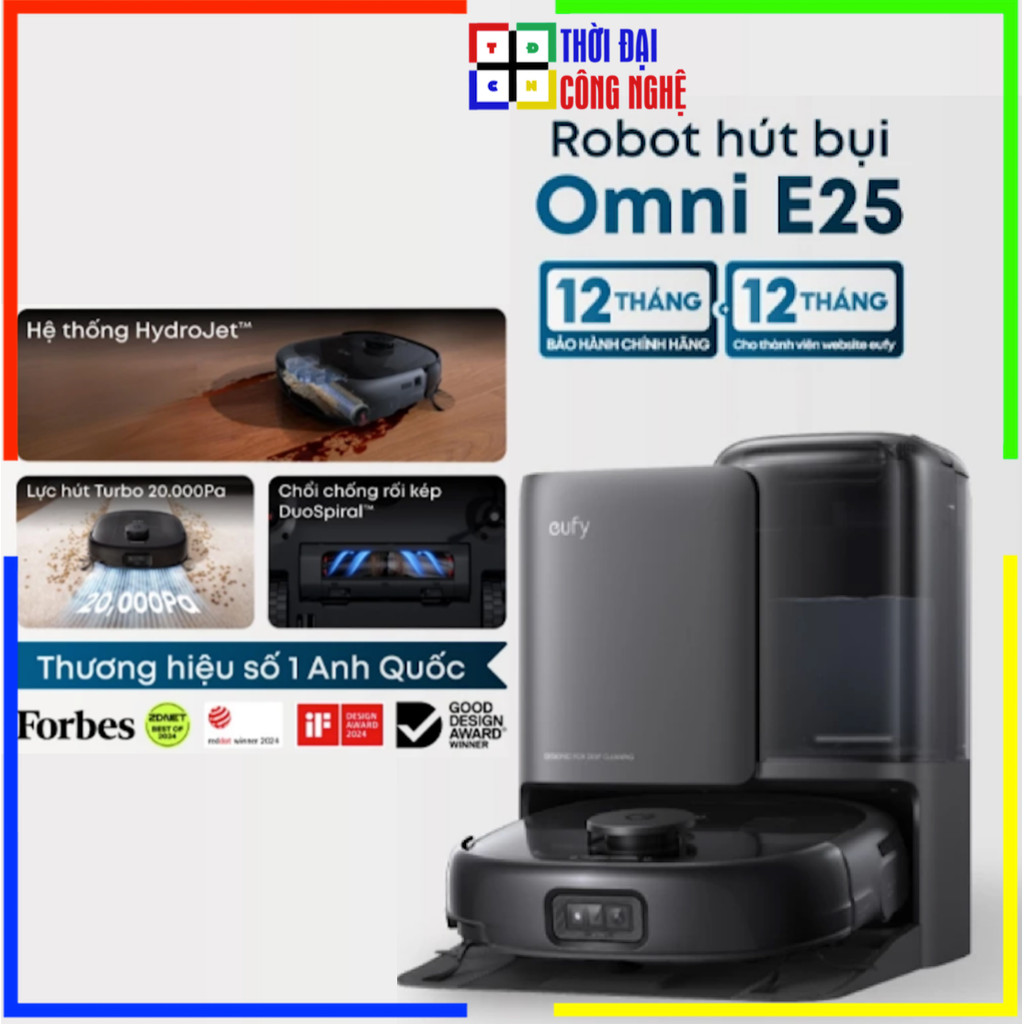 Eufy E25 Robot hút bụi lau nhà Lực Hút 20.000 Pa Vượt Trội. Bảo hành 24 tháng, 1 đổi 1 15 ngày.