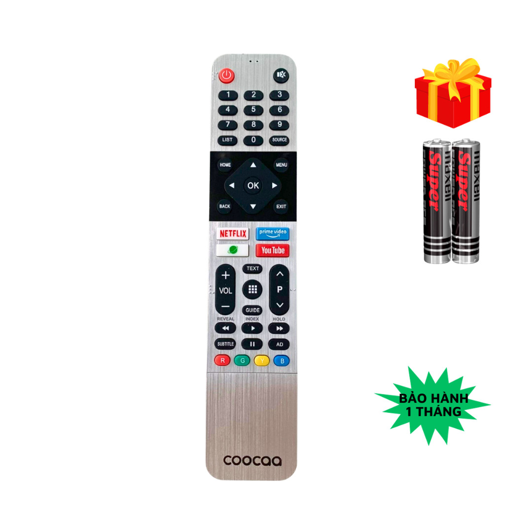 Remote điều khiển tivi COOCAA Mã 01, điều khiển TV COOCAA - Tặng kèm pin