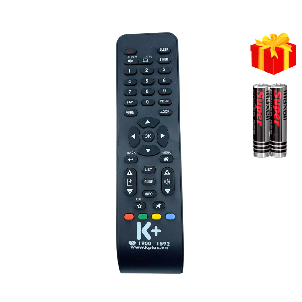 Remote điều khiển đầu thu truyền hình số vệ tinh HD K+ kplus 2018, Chảo - Tặng kèm pin