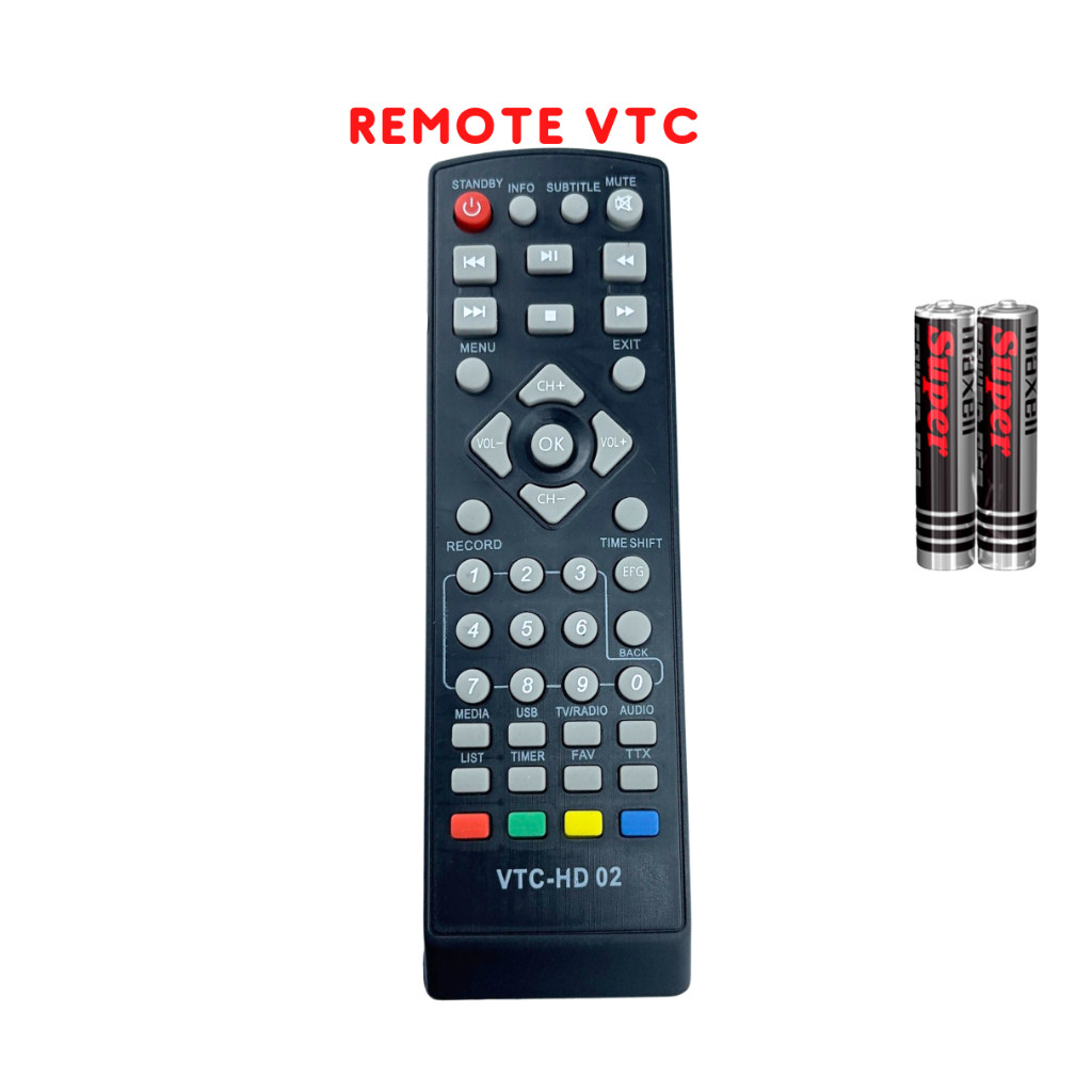 Remote điều khiển đầu KTS mặt đất VTC HD02, điều khiển truyền hình VTC T205 - Tặng kèm pin