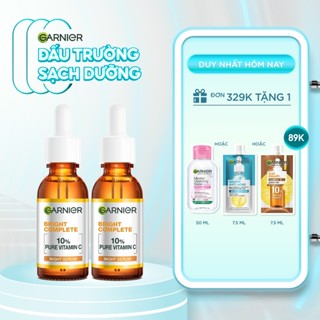 Bộ 2 Dưỡng chất ban đêm sáng khỏe, giảm & ngừa thâm10% Vitamin C - Garnier Bright Complete Overnight Serum (30mlX2)