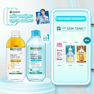 Bộ 2 Nước tẩy trang dành cho da dầu mụn & trang điểm Garnier Micellar Water (400mlX2)