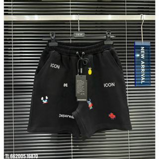 Quần Short Umi Nam Nữ DSQ2 Đen In Hình Sticker Chó Dứa Lá Chữ Icon Cạp Chun Cực Nét 2025
