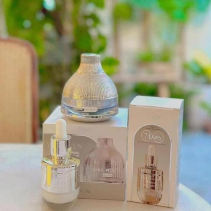 Combo Kem Face Lười White Plus Queenie Skin và Serum 7Days Queenie Skin Chính Hãng