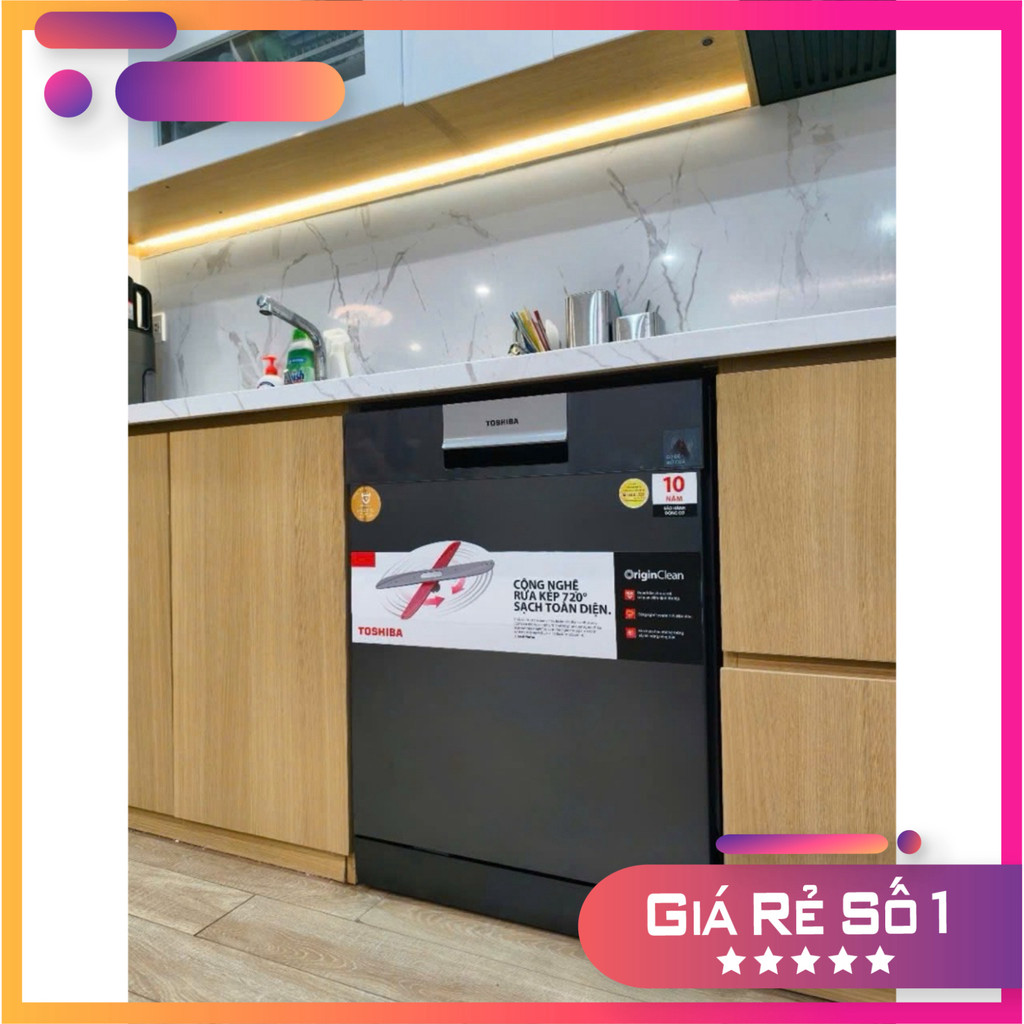 Máy rửa bát Toshiba DW-15F7(G)-VN (15 bộ) - Diệt khuẩn UV, Gõ để mở cửa, Bảo hành 3 năm, Hàng chính 
