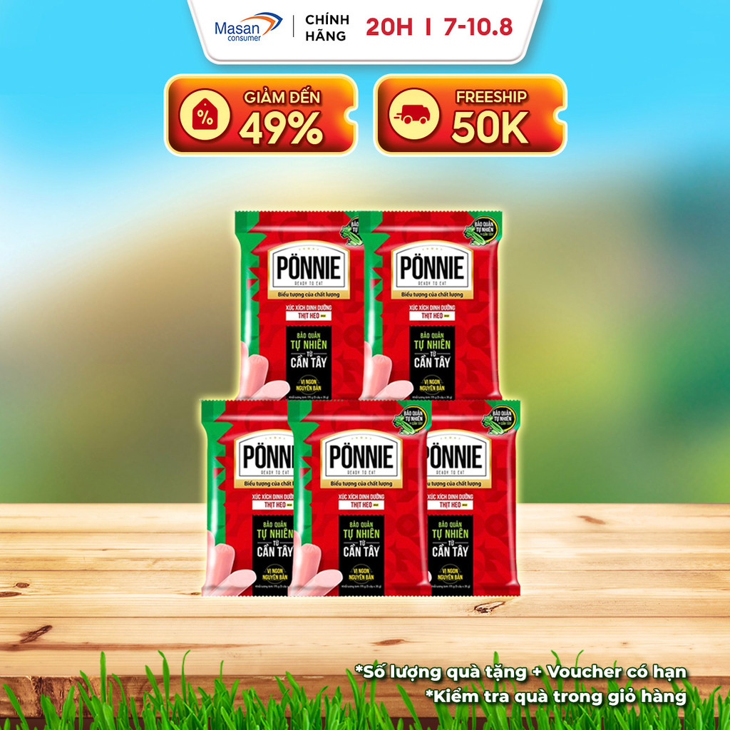 Combo 5 Xúc xích tiệt trùng Ponnie Heo 35gr