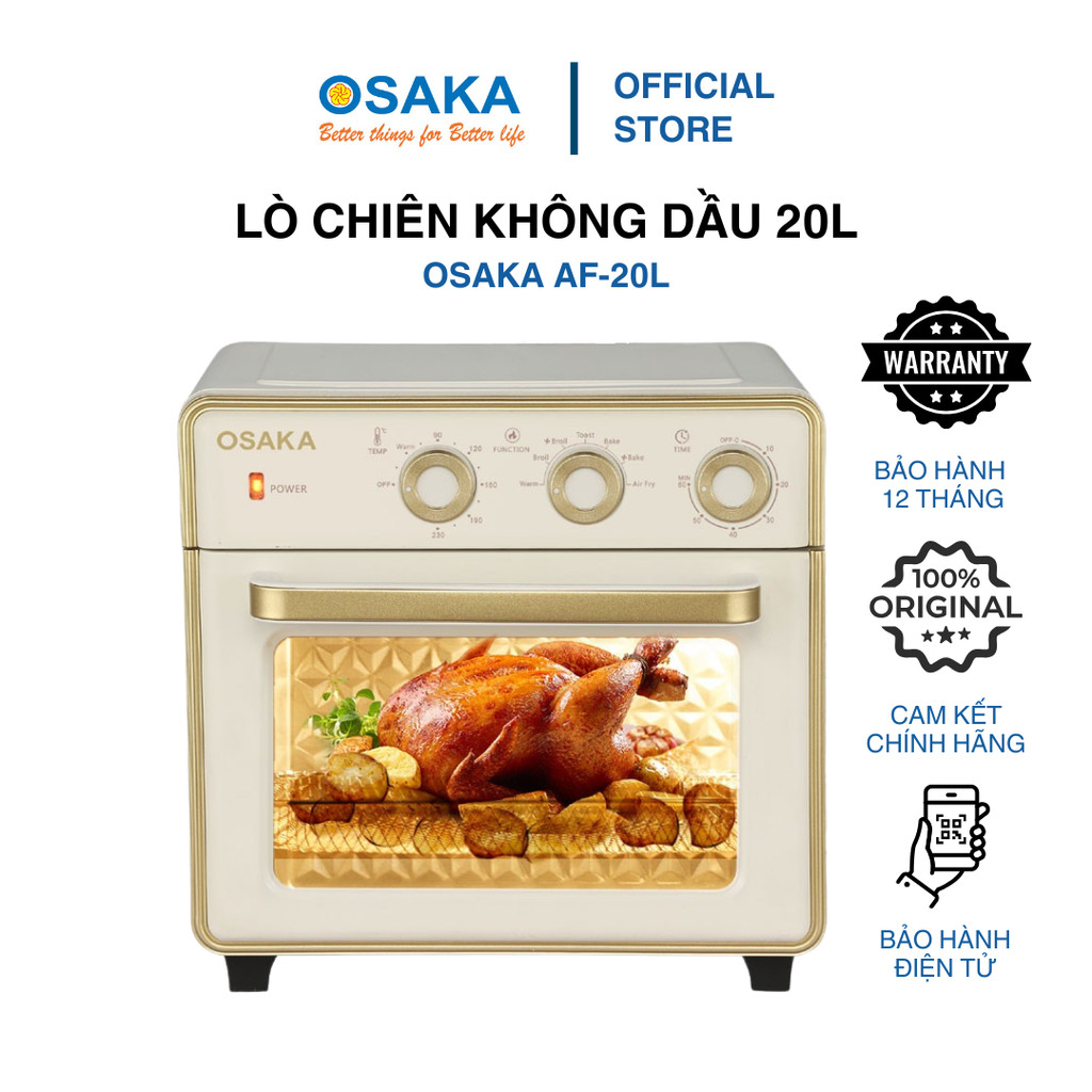 Nồi Chiên Không Dầu OSAKA AF-20L – Dung Tích 20L, Nướng Đối Lưu 2 Dàn Nhiệt, Có Xiên Quay – Đa Năng