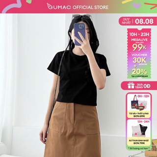 Áo thun nữ trơn form lửng cơ bản hồng trắng be đen cotton thoáng mát thời trang GUMAC LATE1113