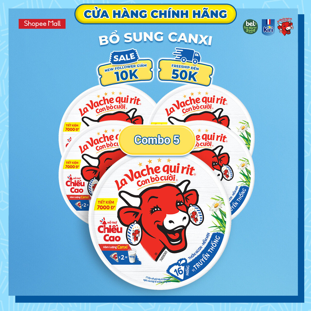Combo 5 Phô mai con bò cười 16 miếng 224G La Vache qui rit