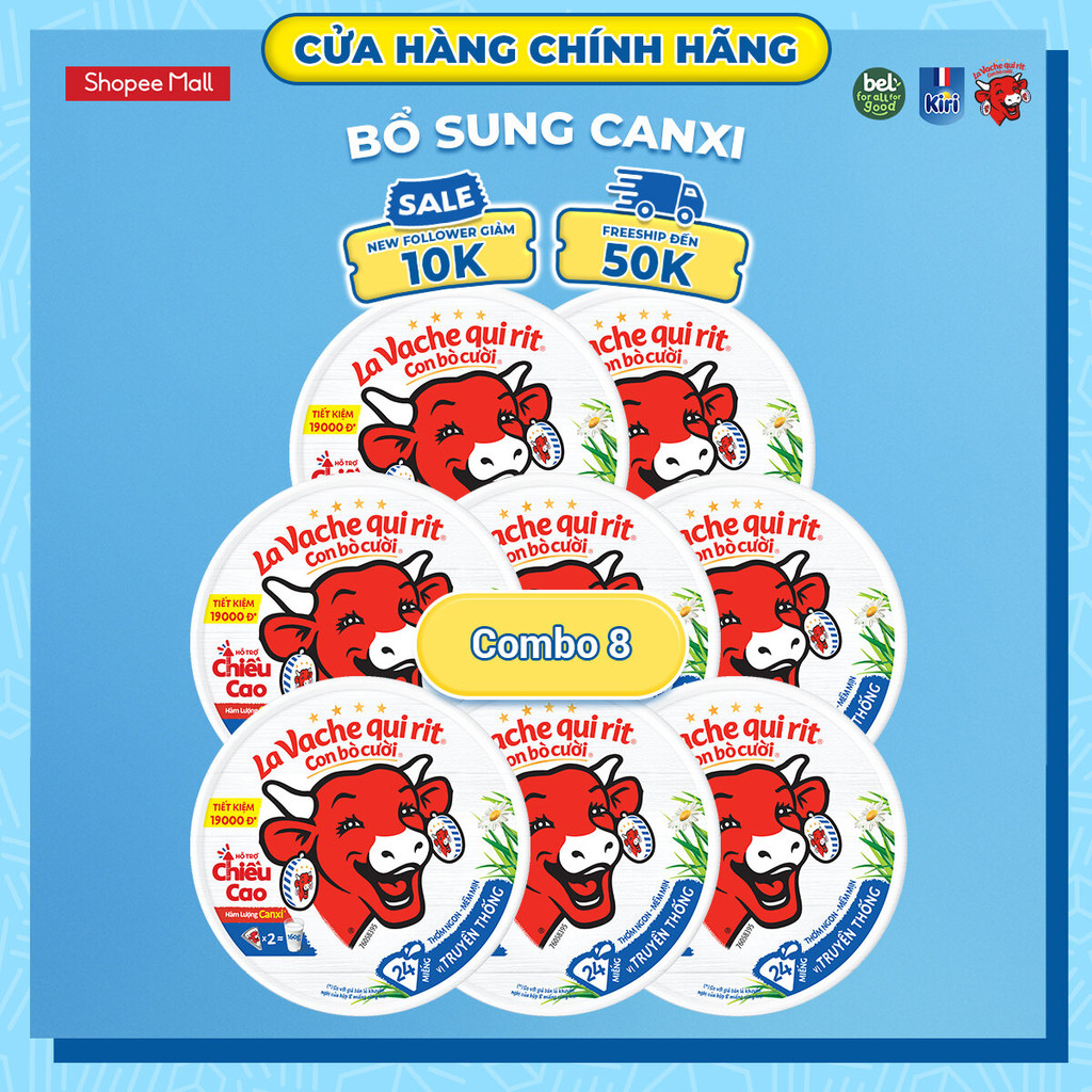 Combo 8 Phô mai Con Bò Cười 24 miếng 336G La Vache qui rit