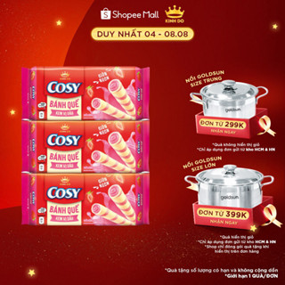 [BAO BÌ GIAO NGẪU NHIÊN] Bánh Quế Cosy Kem Vị Dâu, Combo 3 Bánh X 117.6G