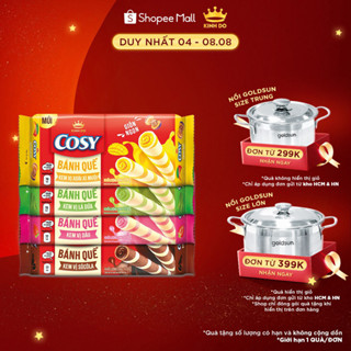 Bánh Quế Cosy 4 Vị (Socola, Dâu, Lá Dứa, Xoài Xí Muội), Combo 4 Hộp x 117.6G