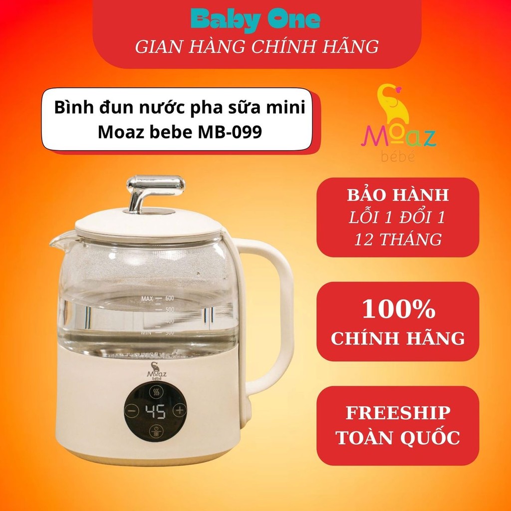 Bình đun nước pha sữa mini Moaz BéBé MB099 | Dung tích 600ml – Đun siêu tốc – Giữ nhiệt 48h