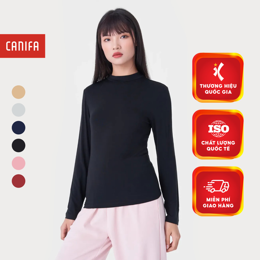 Áo giữ nhiệt nữ CANIFA áo mặc trong dài tay cổ ba phân 6IT23W003