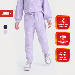 Quần nỉ bé gái CANIFA chất liệu cotton cạp chun bo gấu in hoạ tiết 1BP23W003