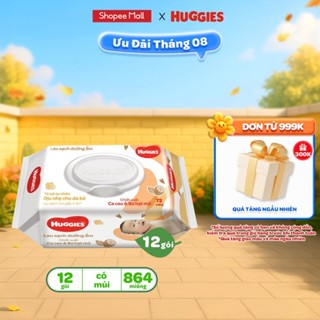 [Live Độc Quyền M3] Thùng 12 gói khăn giấy ướt không mùi cho trẻ sơ sinh HUGGIES (Gói 80/72 tờ)