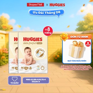 Combo 2 gói Tã quần Huggies Skin Perfect cỡ M/L/XL/XXL với 2 vùng thấm giảm kích ứng da