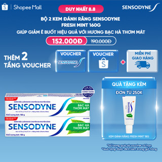 Bộ 2 Kem đánh răng SENSODYNE Fresh Mint 160g giúp giảm ê buốt hiệu quả với hương bạc hà thơm mát