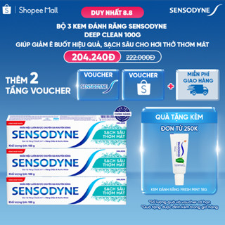 Bộ 3 Kem đánh răng SENSODYNE Deep Clean 100g giúp giảm ê buốt hiệu quả, sạch sâu cho hơi thở thơm mát