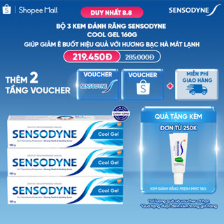 Bộ 3 Kem đánh răng SENSODYNE Cool Gel 160g giúp giảm ê buốt hiệu quả với hương bạc hà mát lạnh