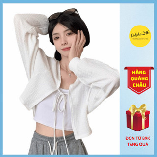 Áo cardigan tay dài cột dây, áo khoác nữ mỏng chất vải mềm, bigsize phối đồ siêu xinh L52