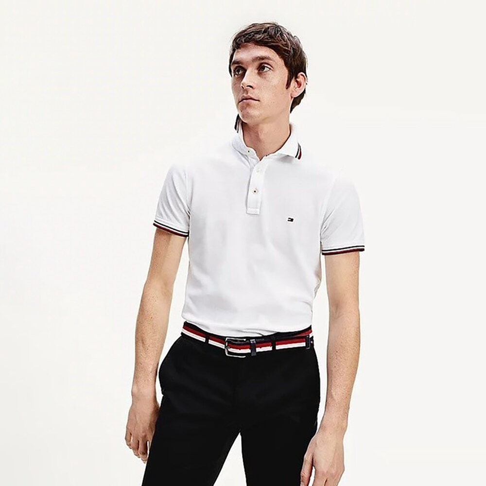 TOMMY HILFIGER - Áo Polo Nam Tay Ngắn Core Tommy Tipped Slim Polo MW0MW13080YBR
