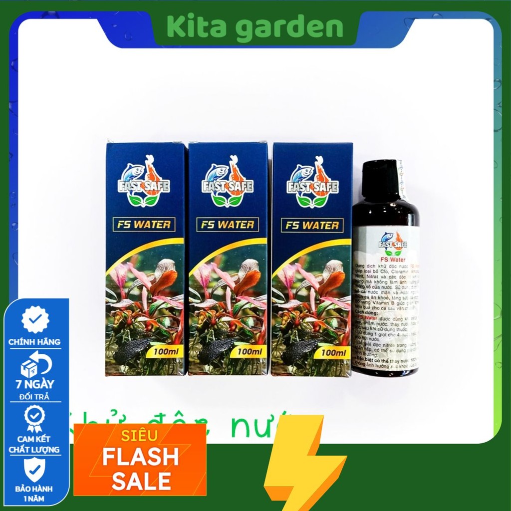 Fast Safe - Dung dịch khử clo, khử độc nước hồ cá cành, thủy sinh