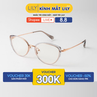 Gọng kính mắt mèo nam nữ LILYEYEWEAR chất liệu nhựa phối càng kim loại cao cấp kiểu dáng thời trang hiện đại 5740
