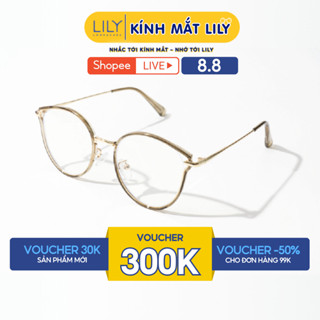 Gọng kính mắt mèo nam nữ LILYEYEWEAR chất liệu nhựa phối càng kim loại cao cấp kiểu dáng hiện đại thời trang 23001