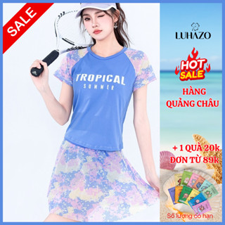  Đồ Bơi Đi Biển Nữ 2 Mảnh Kín Đáo LUHAZO Họa Tiết Lá Dừa Nổi Bật Chân Váy Cạp Cao Che Bụng Mỡ 28121 C-40.1 