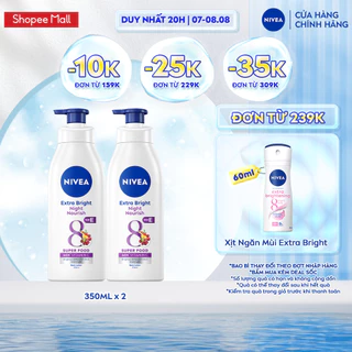 Bộ 2 Sữa Dưỡng Thể NIVEA Sáng Da Ban Đêm (350 ml) từ 8 Super Foods – 98412