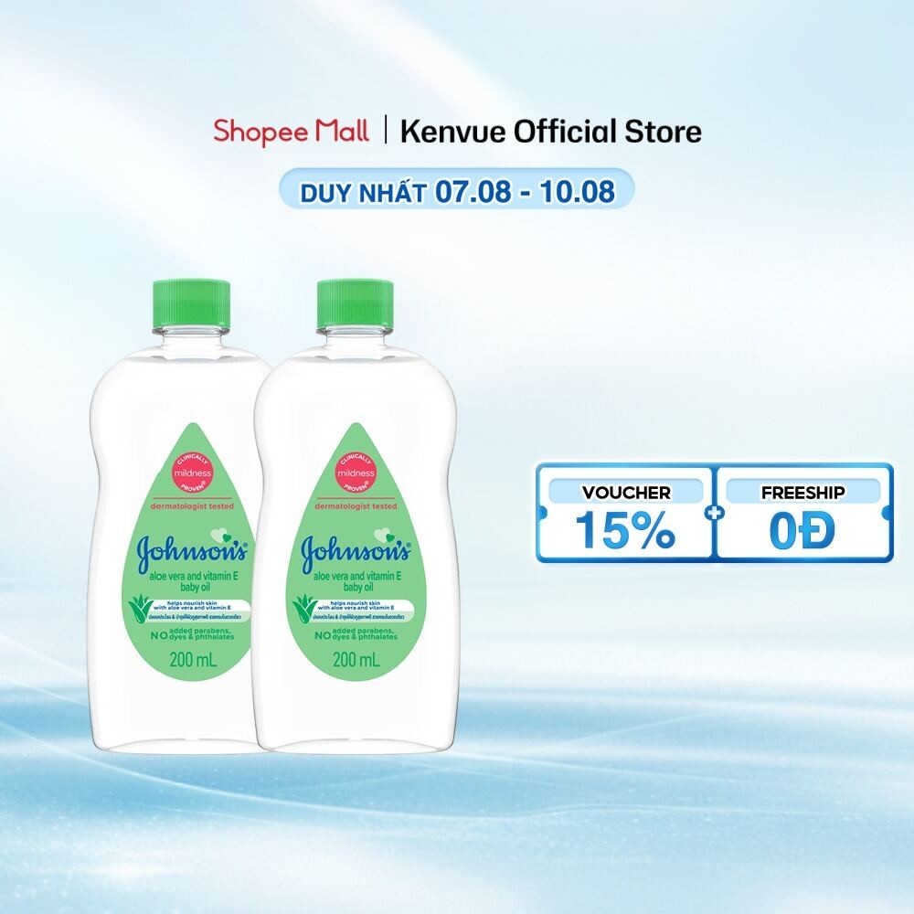 Dầu Mát Xa Cho Bé Johnson's Baby Oil Aloe Vera & Vitamin E 200ml