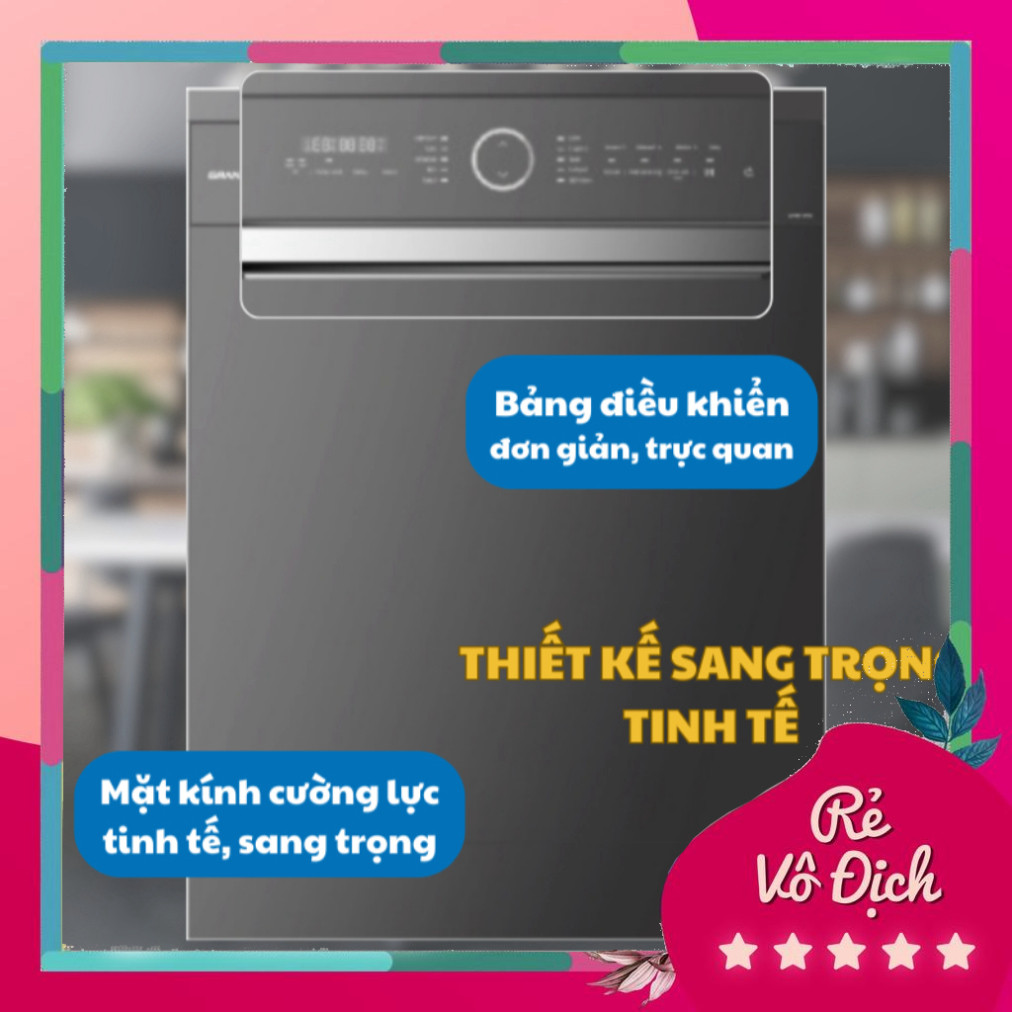 Máy rửa bát GrandX SMS8GX89G Serial 8+ lắp âm tủ độc lập 16 bộ, màu xám