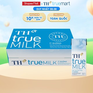 Thùng 48 hộp sữa tươi tiệt trùng TH true MILK ít đường 180 ml (180 ml x 48)