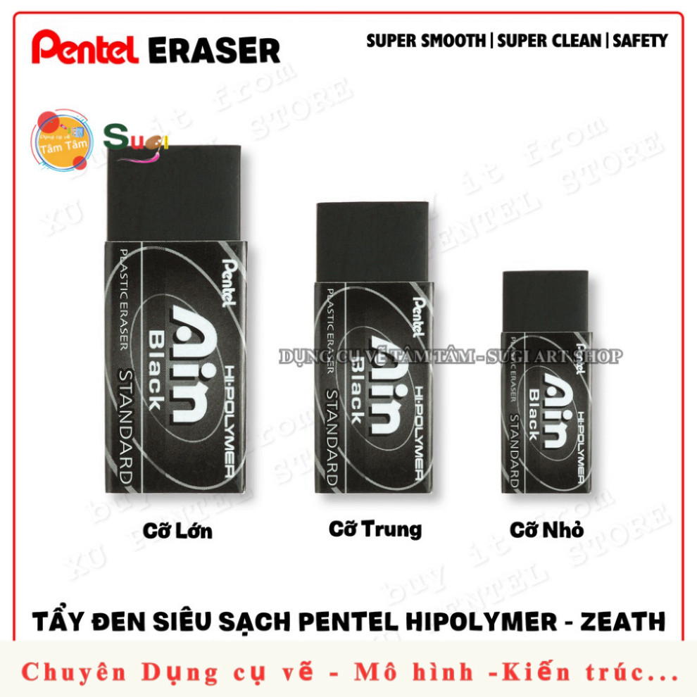 [ Gò Vấp ] [ Tâm Tâm ] Gôm Tẩy Đen Cao Cấp Pentel ZEATH , Gôm Đen Pentel