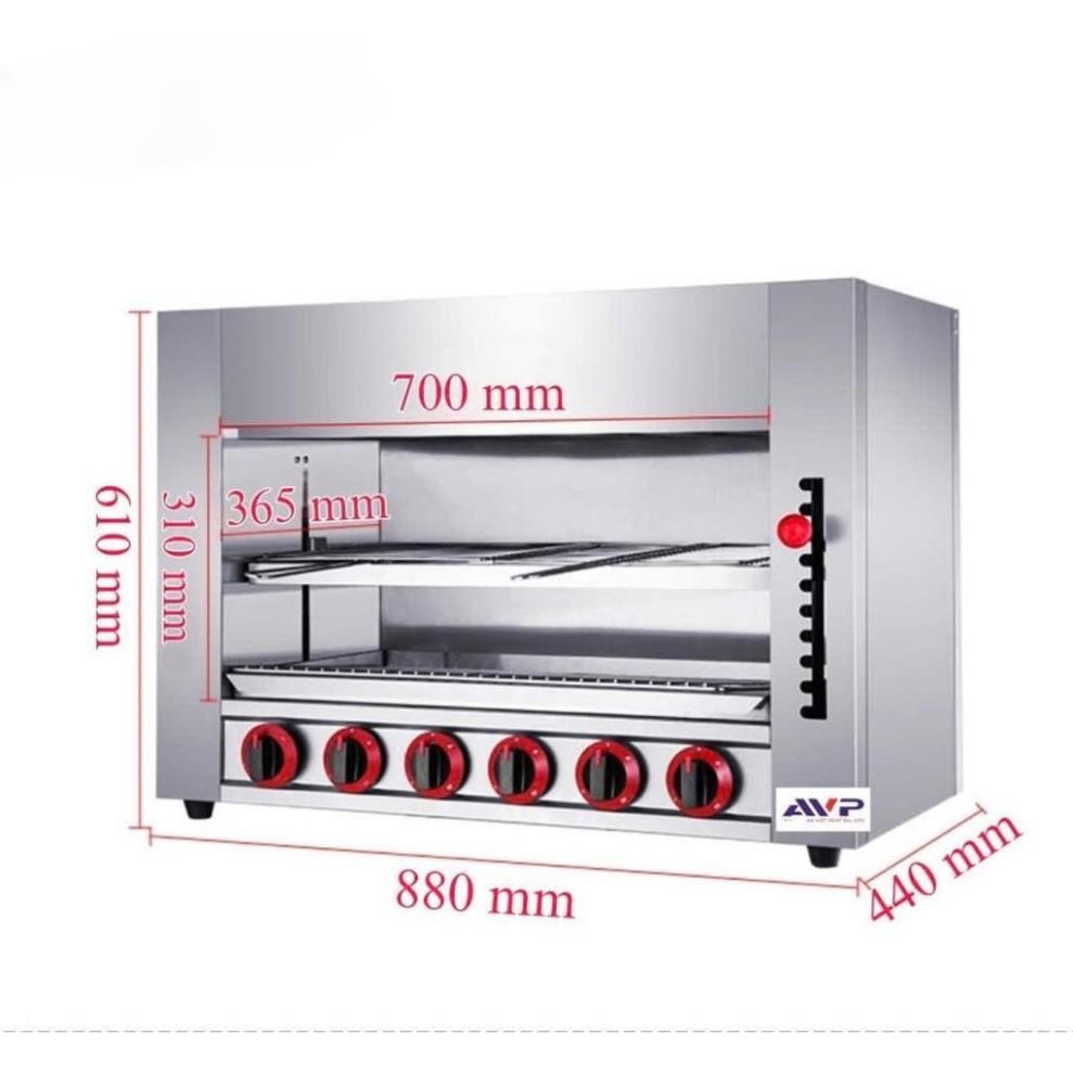 Lò nướng salamander 4-6-8-10  họng đốt inox 304 chạy gas Nướng – Hâm – Làm Vàng Đều Tất Cả Chỉ Với 1 Chiếc Salamander