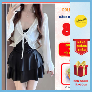  Bikini 1 mảnh cho nữ dáng váy 2 tầng sexy hở lưng che bụng đồ bơi đi biển liền thân kèm áo choàng voan 2515 9679 G-17 