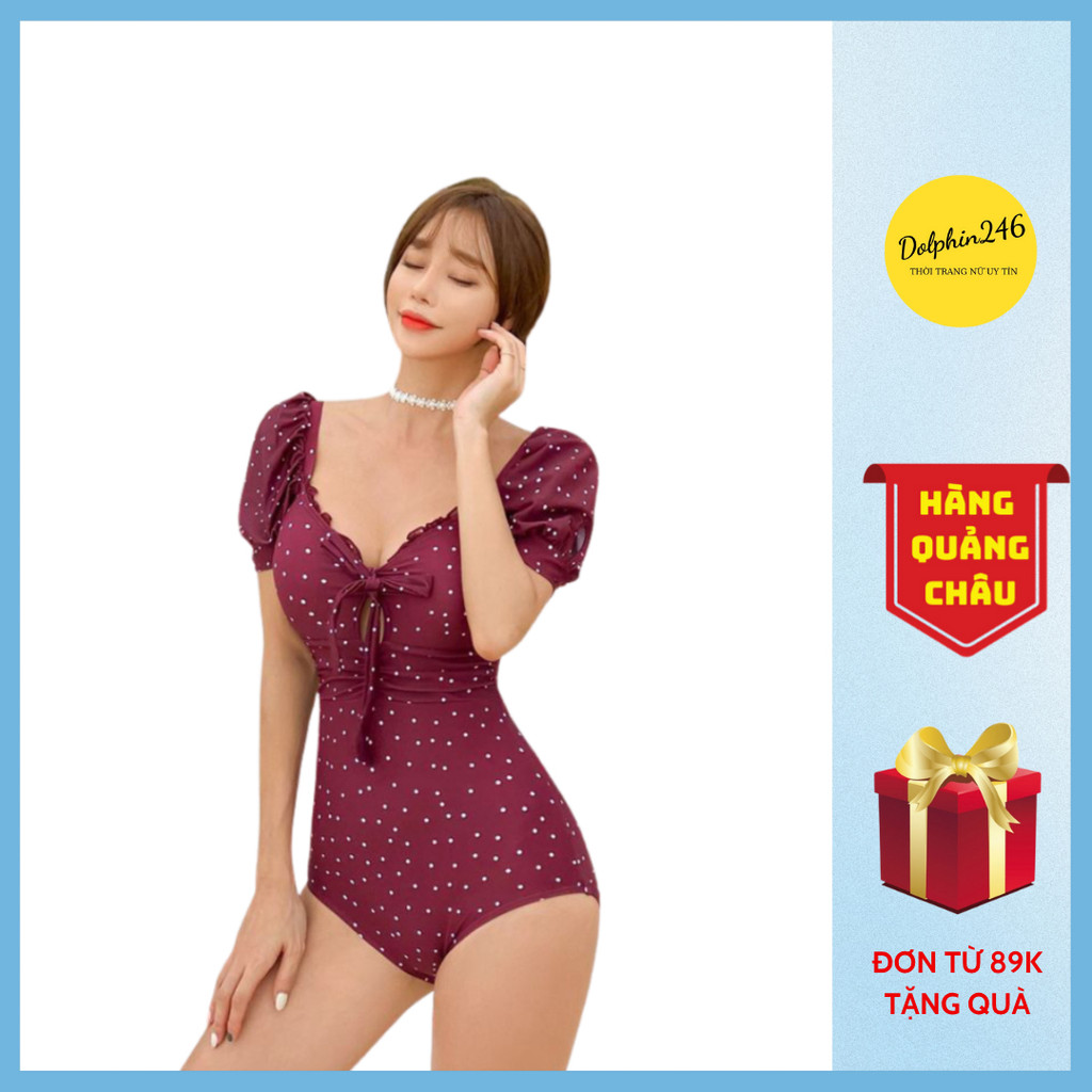 Bikini đồ đi biển nữ bơi Liền Thân hở lưng kín đáo nâng ngực che khuyết điểm Có Tay Sang Chảnh 2555 