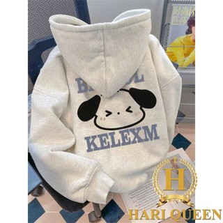  Áo Khoác Hoodie Sweater Cún KALEXM in trước sau Cute Nỉ Cotton Form Rộng Nam Nữ Khóa Kéo Mũ Hai Lớp Basic HARIQUEEN 
