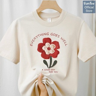 Áo thun nữ form vừa SUNTEE STFV561 phong cách basic in hình 061 vải cotton 250GSM cao cấp thoáng mát