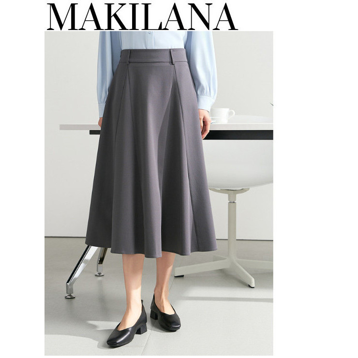 CV2500 Chân Váy Xám Dáng Chữ A Nữ Công Sở MAKILANA - Váy Dài Xếp Ly Dự Phỏng Vấn, Đồng Phục Văn Phòn