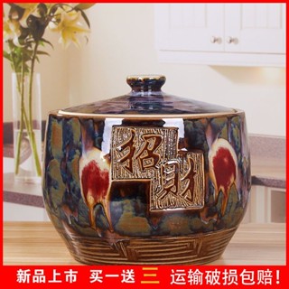  Hũ gạo gốm sứ Jingdezhen hũ gạo may mắn có nắp hộp đựng gạo gia đình10Cân20Cân50Bồn chứa nước chống ẩm bồn chứa mỡ 