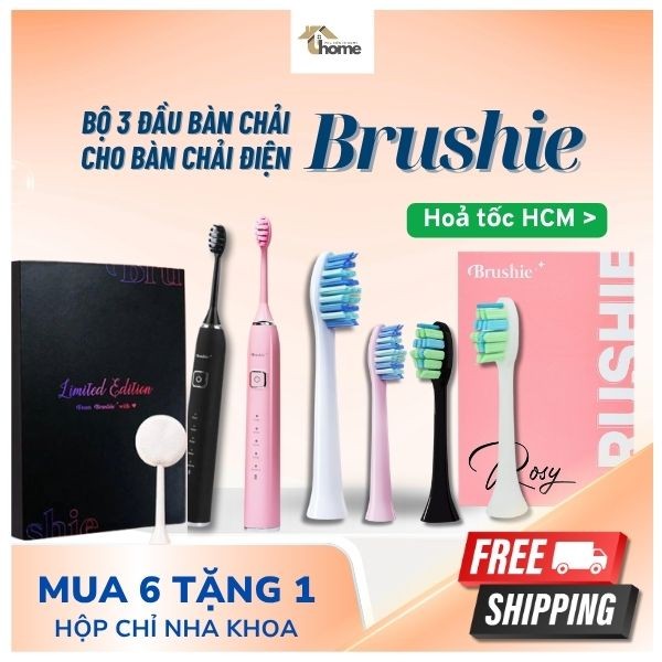 Combo 3 đầu bàn chải thay thế Brushie bàn chải đánh răng điện, lông mềm_Phụ Kiện In Home