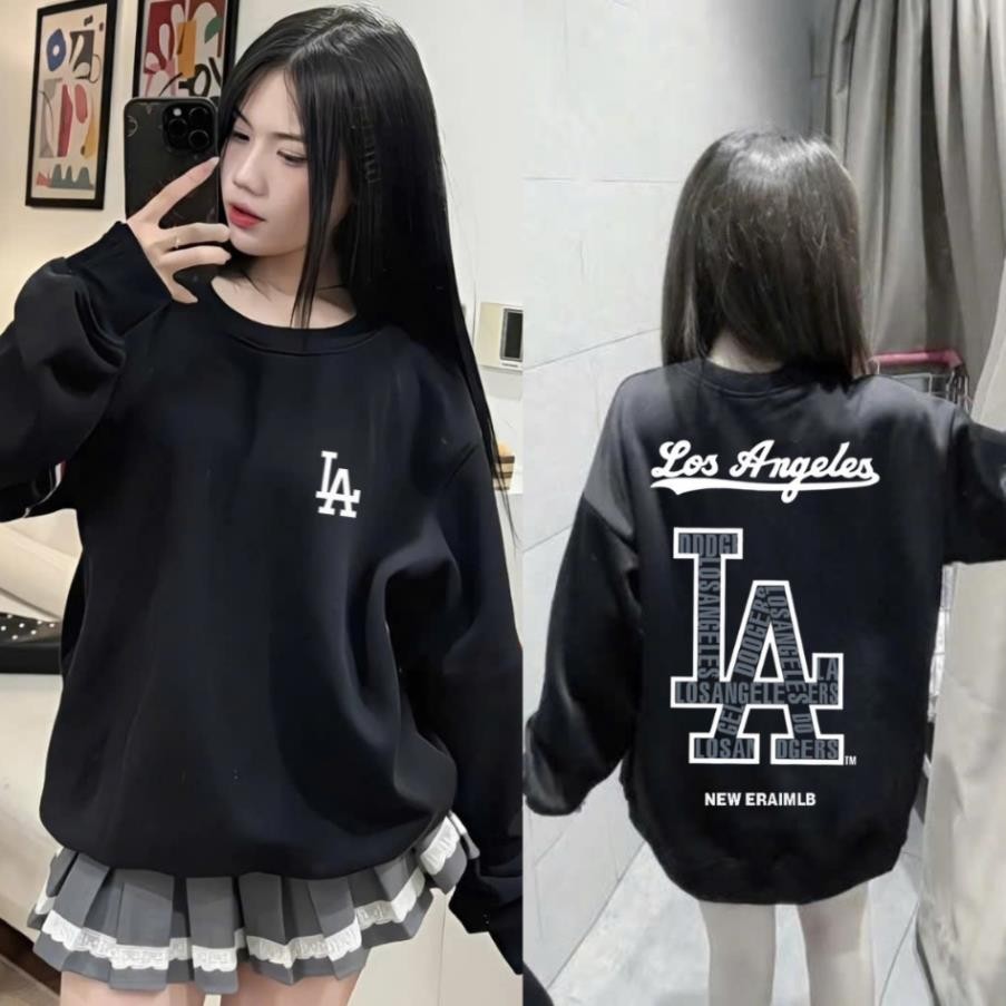 Áo nỉ sweater MLB LA  cổ tròn dài tay,áo nỉ NY MLB unisex áo hoodie MLB dài tay boy phố xmch
