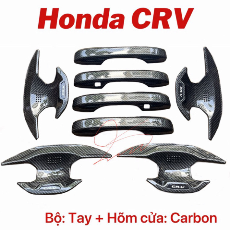 Ốp tay nắm cửa Ốp chén cửa Hõm cửa gương xe CRV CR-V 2024 2025 2026 Carbon cao cấp phụ kiện dán