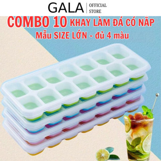 COMBO 10 Khay Làm Đá Silicon 14 Viên Có Nắp Đậy Khuôn Làm Đá Tủ Lạnh Bảo Quản Chống Mùi GALA