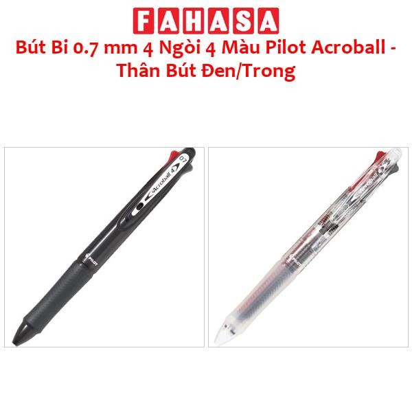 Bút Bi 0.7 mm 4 Ngòi 4 Màu Pilot Acroball - Thân Bút Đen/Trong