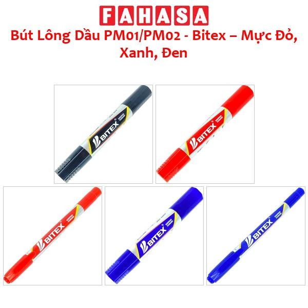 Bút Lông Dầu PM01/PM02 - Bitex – Mực Đỏ, Xanh, Đen