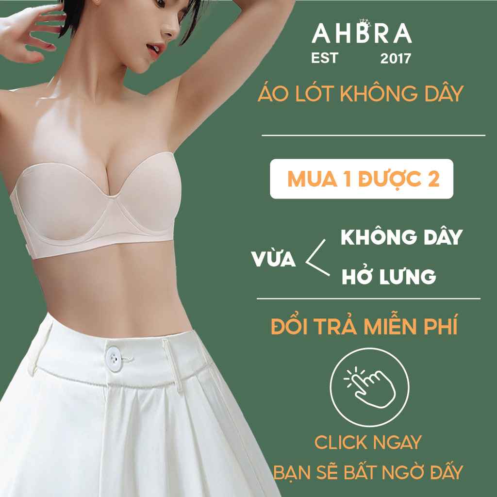 Áo Lót Không Dây Chống Tụt Dáng Quây Dán Silicone Siêu Dính Mặc Áo Hở Lưng, Trễ Vai AHBRA FS05